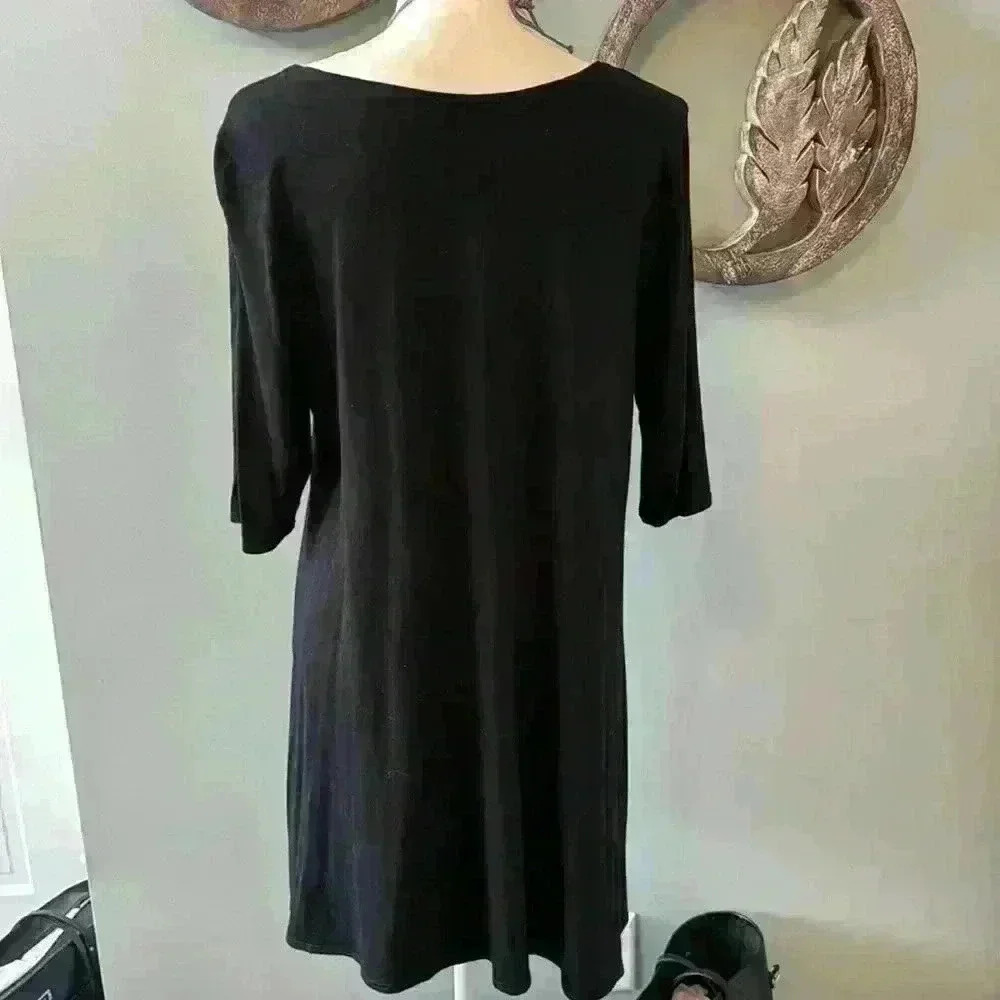 Eileen elbow length sleeve black dress/tunic size L - Picture 4 of 5